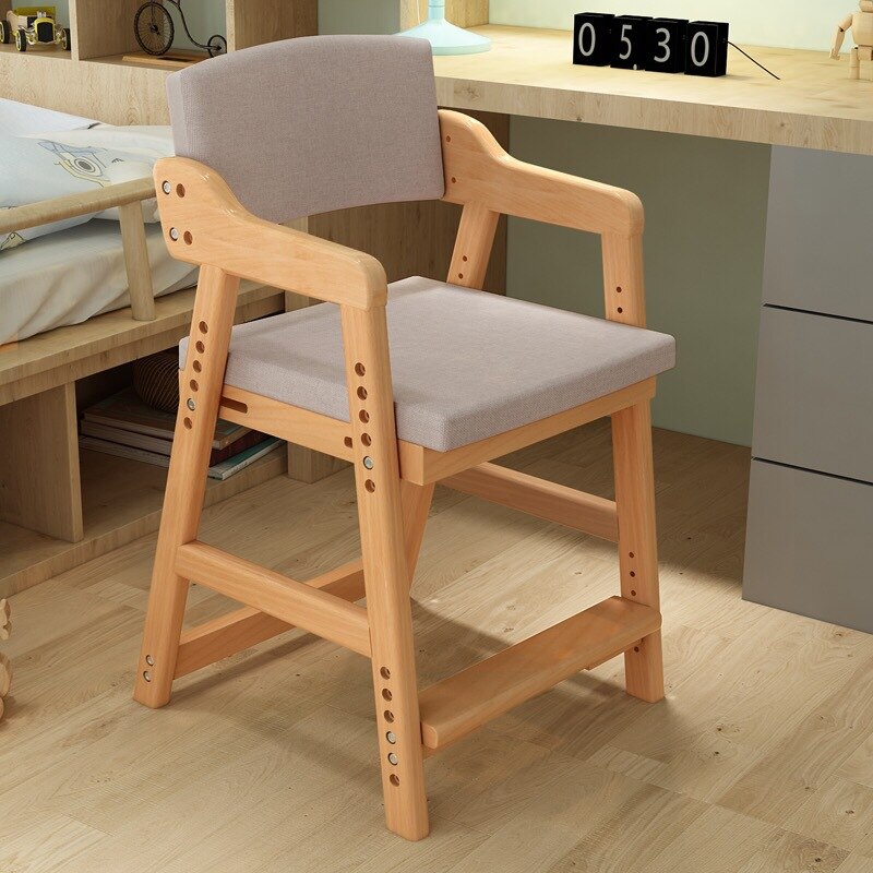 어린이 의자 등받이 의자 리프트 데스크 의자 조정 가능한 높이 학생 쓰기 의자 의자 단단한 나무 학습 의자